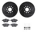 Dynamic Friction Co 8312-74081, Rotors-Drilled, Slotted-BLK w/ 3000 Series Ceramic Brake Pads incl. Hardware, Zinc Coat 8312-74081